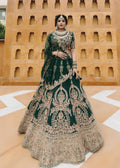 Fair Dark Green Art Silk Designer Bridal Wear Lehenga Choli