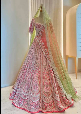 Bewitching Baby Pink Silk Bridal Wear Lehenga Choli