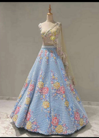 Enticing Lavender Silk Bridal Wear Lehenga Choli