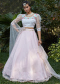 Alluring Light Pink Net Fabric Party Wear Lehenga Choli