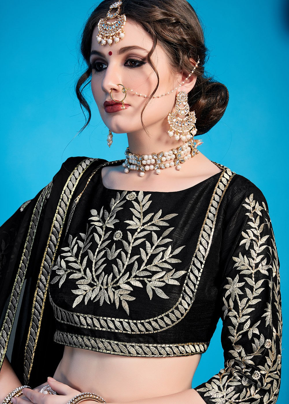 Stunning Black Art Silk Party Wear Lehenga Choli