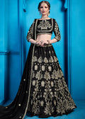 Stunning Black Art Silk Party Wear Lehenga Choli