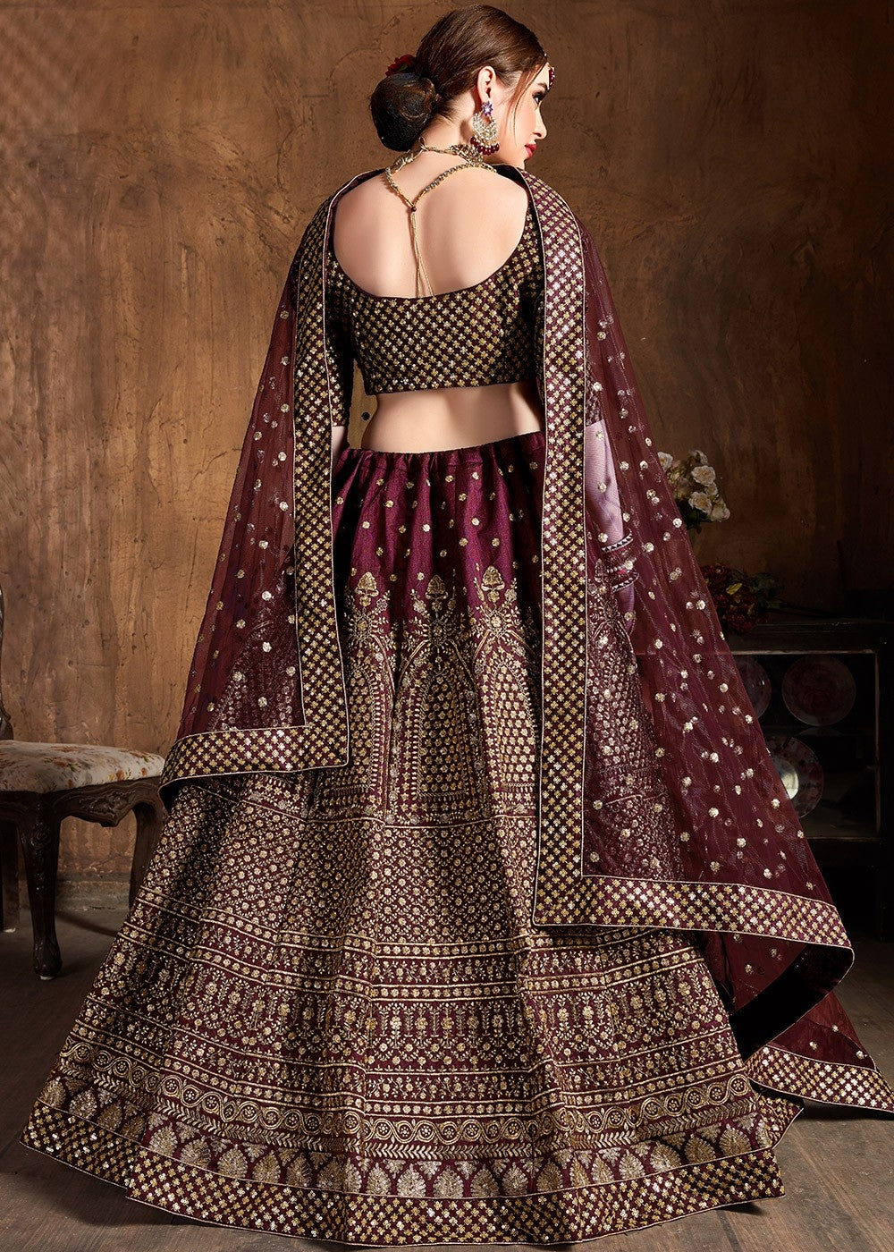 Lovely Maroon Fancy Fabric Silk Party Wear Lehenga Choli