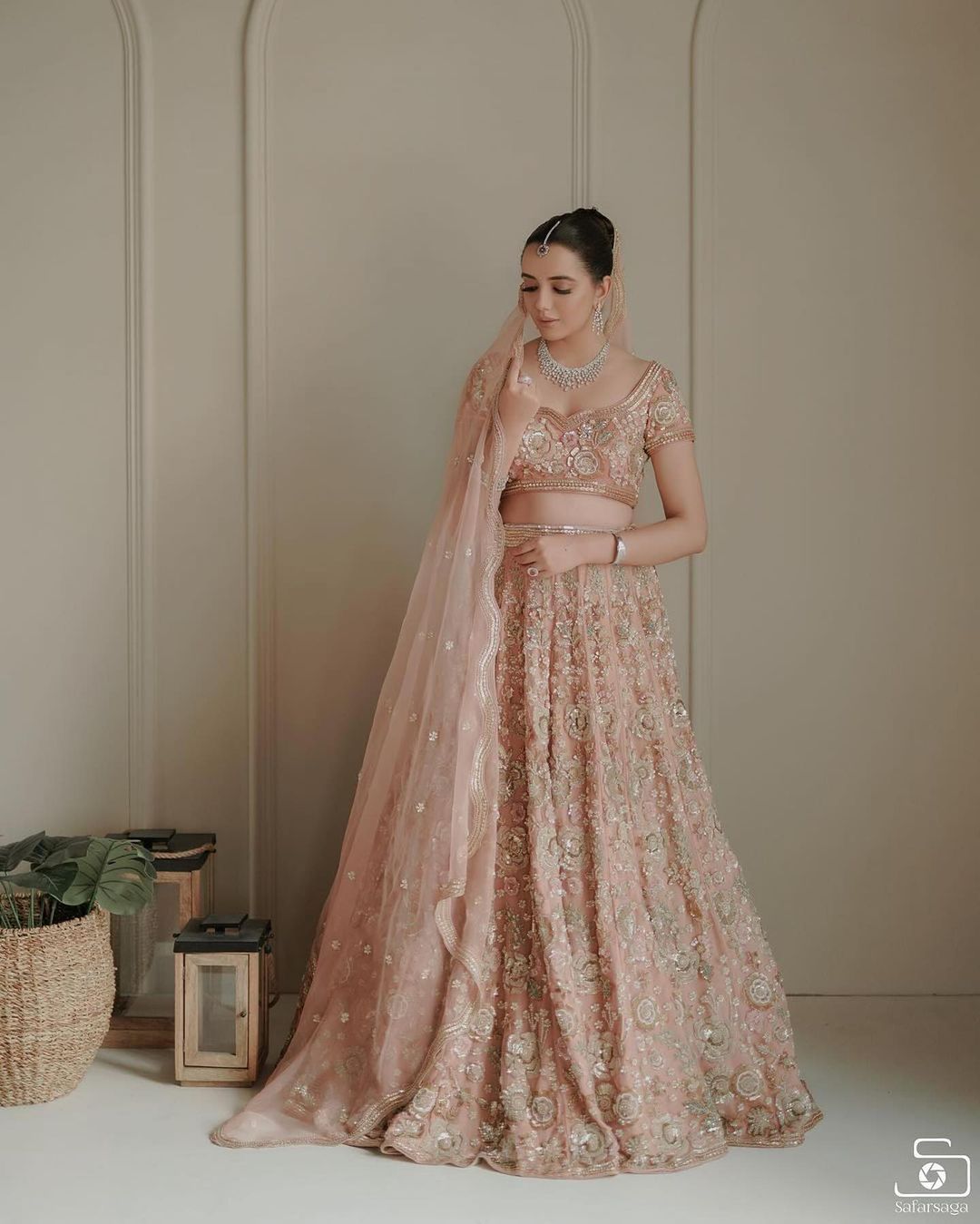 Wonderful Rose Pink Color Net Bridal Wear Designer Lehenga Choli