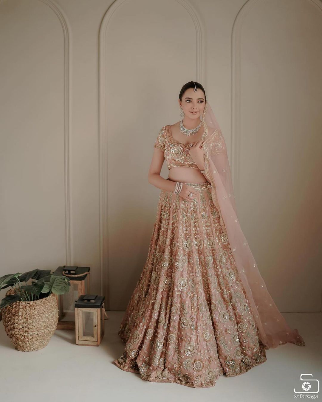 Wonderful Rose Pink Color Net Bridal Wear Designer Lehenga Choli