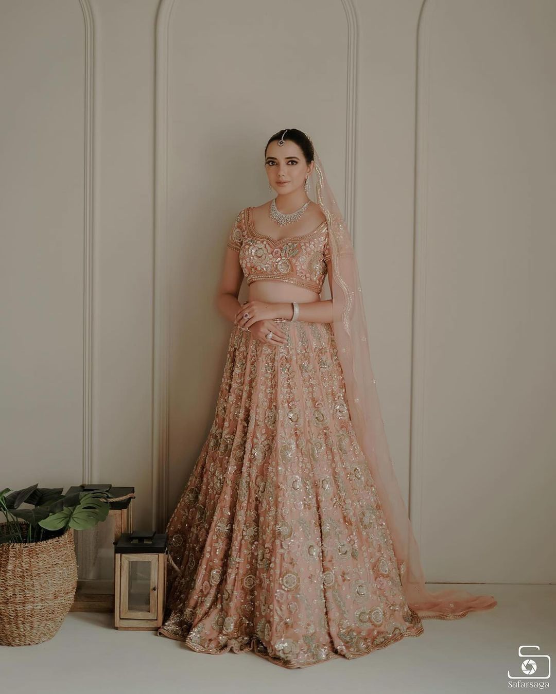 Wonderful Rose Pink Color Net Bridal Wear Designer Lehenga Choli