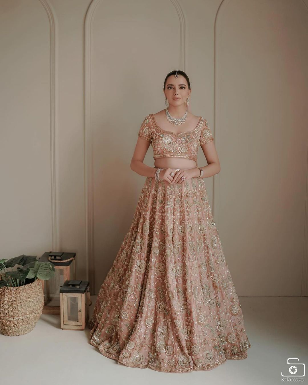 Wonderful Rose Pink Color Net Bridal Wear Designer Lehenga Choli