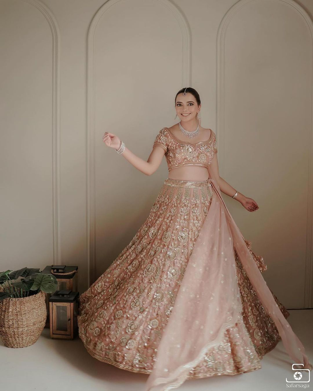 Wonderful Rose Pink Color Net Bridal Wear Designer Lehenga Choli