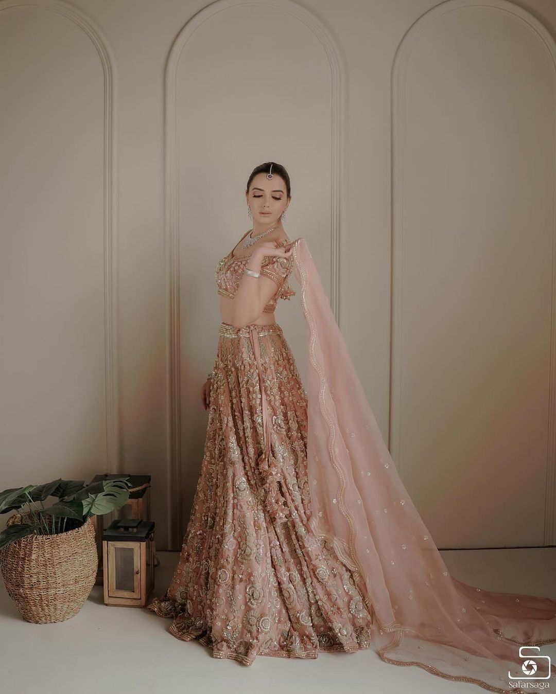 Wonderful Rose Pink Color Net Bridal Wear Designer Lehenga Choli