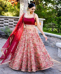 Picturesque Onion Pink Color Organza Bridal Wear Lehenga Choli