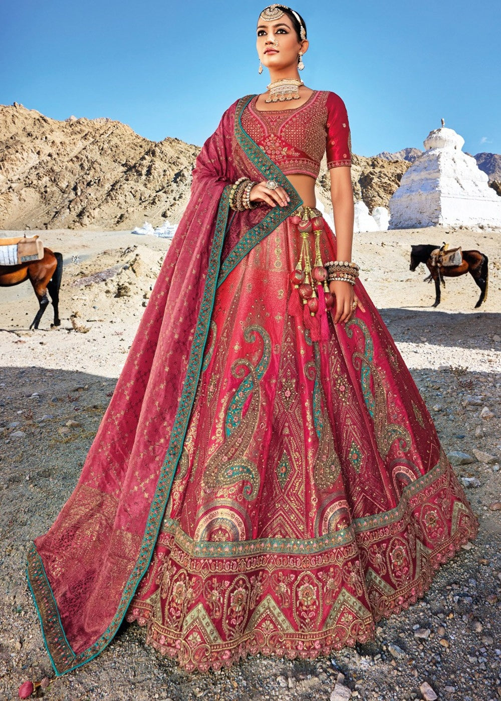 Lovely Pink Banarasi jacquard Silk Party Wear Lehenga Choli