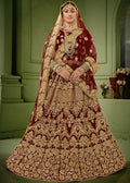 Superb Maroon Premium Velvet Fabric Bridal Wear Lehenga Choli