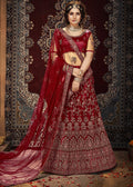 Beautiful Maroon Shimmer Silk Fabric Bridal Wear Lehenga Choli