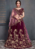 Sparkling Wine Color Velvet Bridal Wear Lehenga Choli