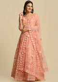Comely Light Peach Color Net Festival Wear Lehenga Choli