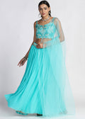 Good Looking Sky Blue Color Crushed Silk Festival Wear Lehenga Choli